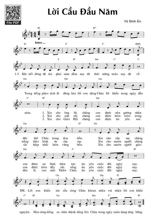 Sheet nhạc PDF bài Lời cầu đầu năm
