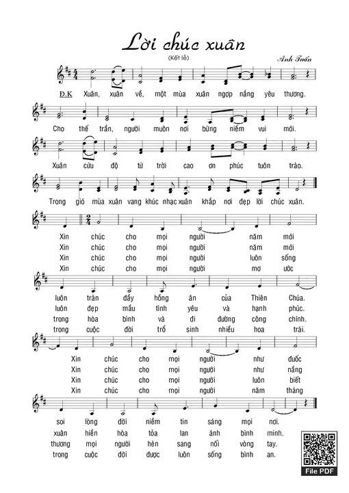 Sheet nhạc PDF bài Lời chúc xuân
