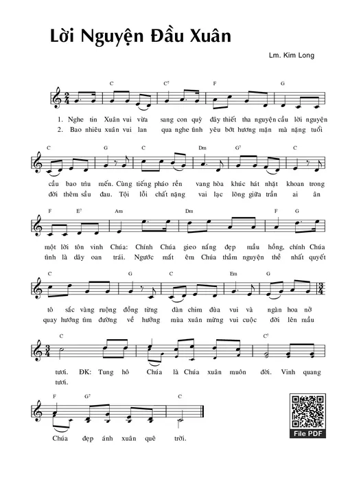 Sheet nhạc PDF bài Lời nguyện đầu xuân