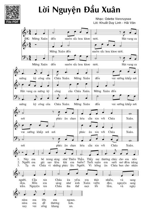Sheet nhạc PDF bài Lời nguyện đầu xuân