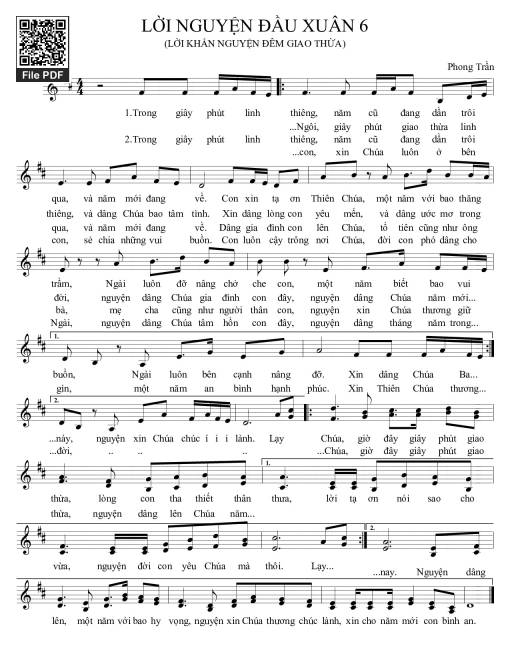Sheet nhạc PDF bài Lời nguyện đầu xuân. 6