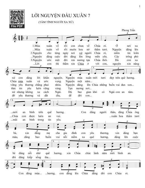 Sheet nhạc PDF bài Lời nguyện đầu xuân. 7