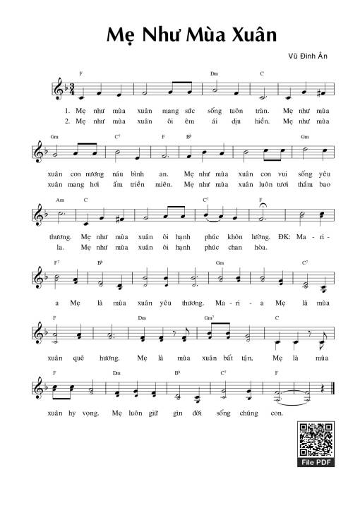 Sheet nhạc PDF bài Mẹ như mùa xuân
