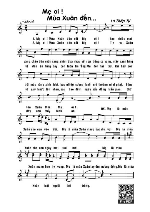 Sheet nhạc PDF bài Mẹ ơi! Mùa xuân đến