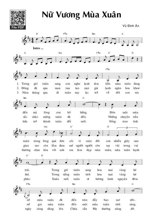 Sheet nhạc PDF bài Nữ vương mùa xuân