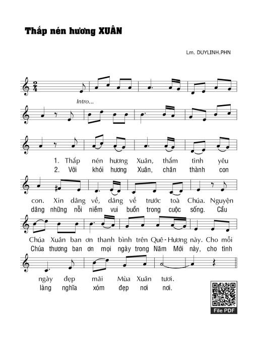 Sheet nhạc PDF bài Thắp nén hương xuân