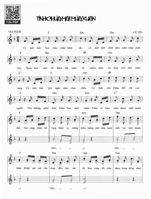 Sheet nhạc PDF bài Tình Chúa mãi mùa xuân