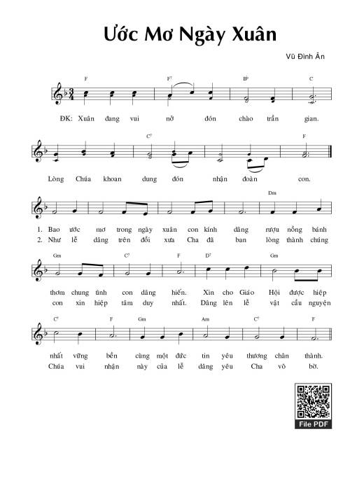 Sheet nhạc PDF bài Ước mơ ngày xuân