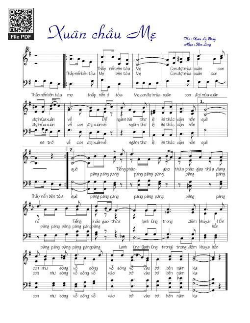 Sheet nhạc PDF bài Xuân chầu Mẹ