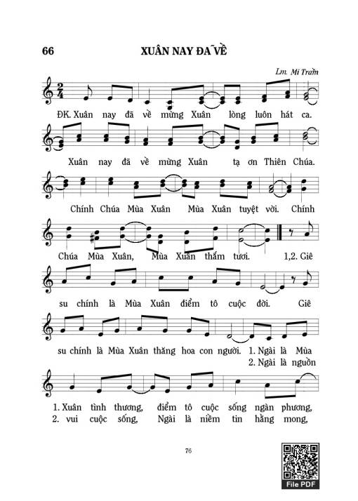 Sheet nhạc PDF bài Xuân nay đã về