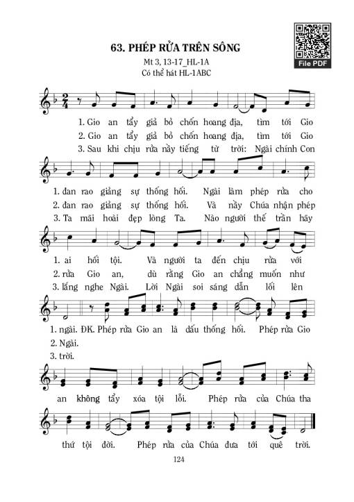Sheet nhạc PDF bài Phép Rửa Trên Sông