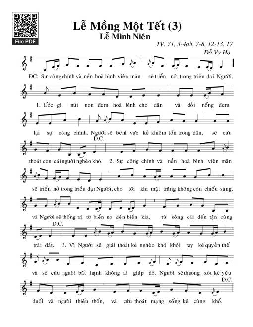 Thánh Vịnh 71, Lễ Mồng Một Tết