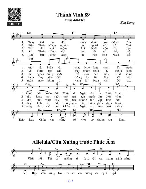 Sheet nhạc PDF bài Thánh Vịnh 89, Mùng Ba Tết
