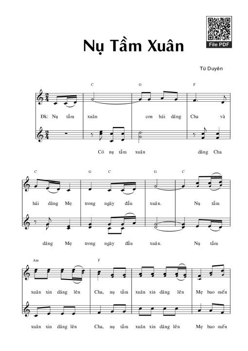 Sheet nhạc PDF bài Nụ Tầm Xuân