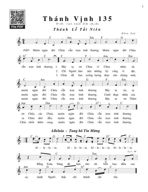 Thánh Vịnh 135, Thánh Lễ Tất Niên