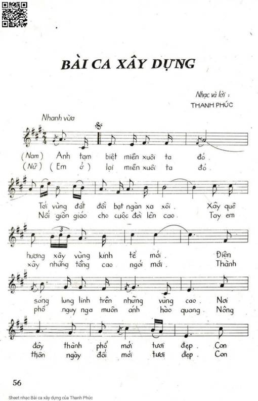 Sheet nhạc PDF bài Bài ca xây dựng