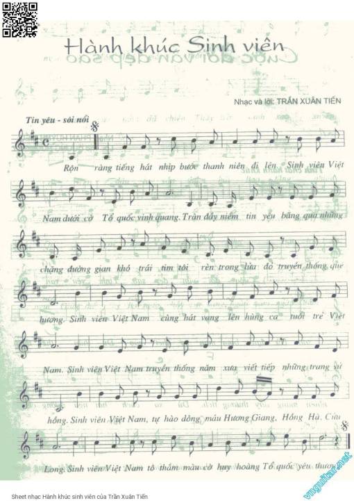 Sheet nhạc PDF bài Hành khúc sinh viên