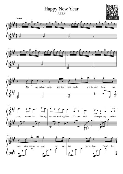 Sheet nhạc PDF bài Happy New Year Sheet Piano