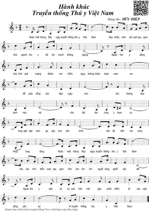 Sheet nhạc PDF bài Hành khúc truyền thống Thú y Việt Nam