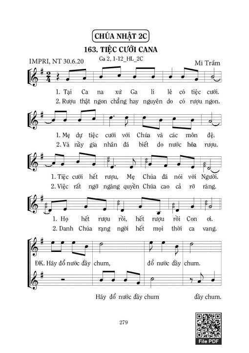 Sheet nhạc PDF bài Tiệc Cưới Cana