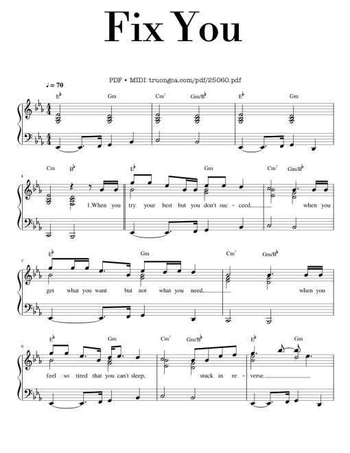 Fix You Sheet Piano - Leon Montealegre