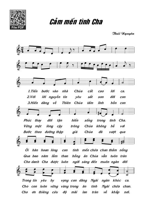 Sheet nhạc PDF bài Cảm Mến Tình Cha