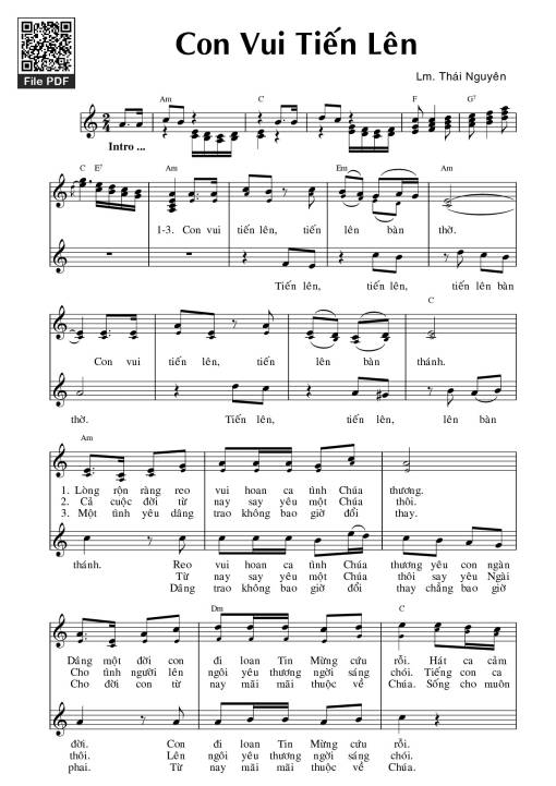 Sheet nhạc PDF bài Con Vui Tiến Lên