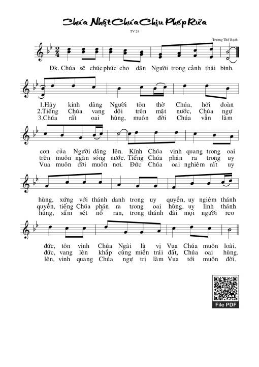 Sheet nhạc PDF bài Thánh Vịnh 28, Chúa Chịu Phép Rửa