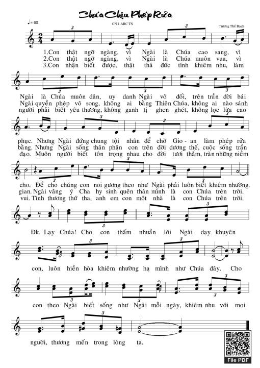 Sheet nhạc PDF bài Chúa Chịu Phép Rửa