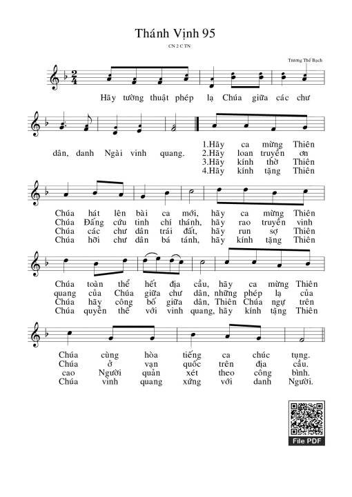 Sheet nhạc PDF bài Thánh Vịnh 95, Chúa Nhật 2C Thường Niên