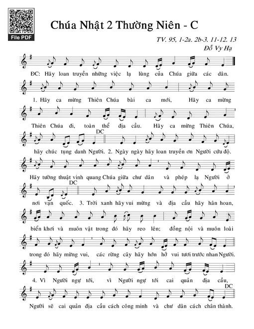 Thánh Vịnh 95, Chúa Nhật 2C Thường Niên