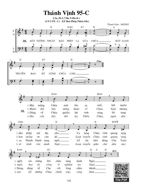 Thánh Vịnh 95, Chúa Nhật 2C Thường Niên