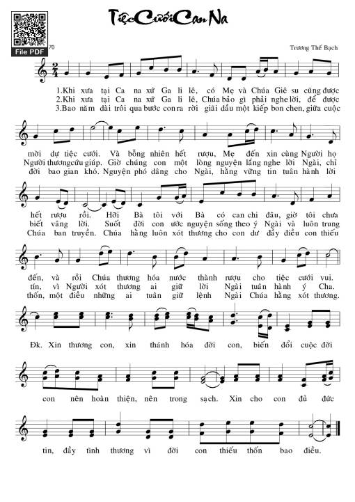 Sheet nhạc PDF bài Tiệc Cưới Cana