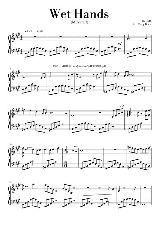 Wet Hands Sheet Piano