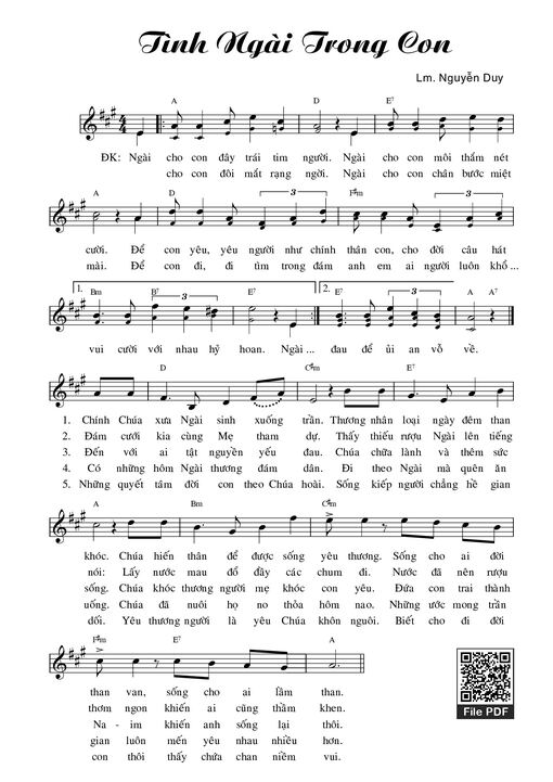 Sheet nhạc PDF bài Tình Ngài Trong Con