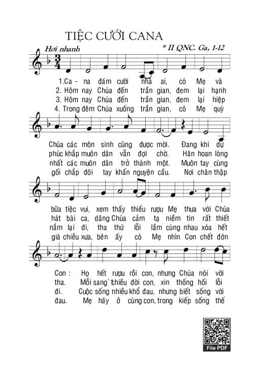 Sheet nhạc PDF bài Tiệc Cưới Cana