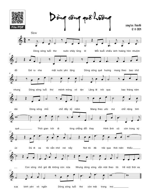 Sheet nhạc PDF bài Dòng sông quê hương