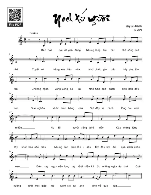 Sheet nhạc PDF bài Noel xứ người