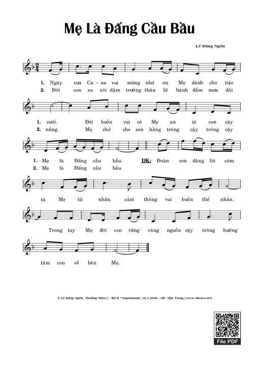 Sheet nhạc PDF bài Mẹ Là Đấng Cầu Bầu