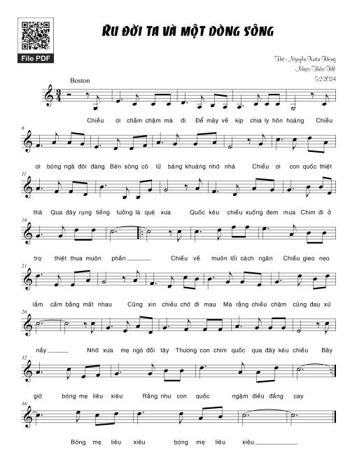 Sheet nhạc PDF bài Ru đời ta và một dòng sông