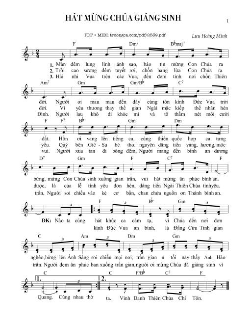 Sheet nhạc PDF bài Hát mừng Chúa giáng sinh