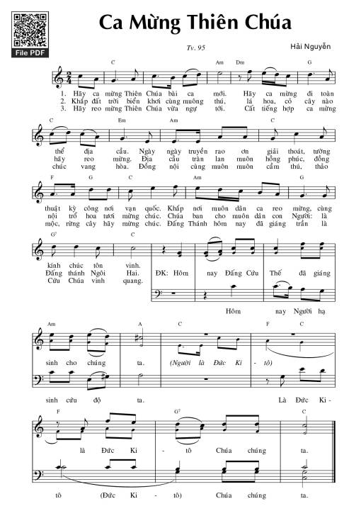Sheet nhạc PDF bài Thánh Vịnh 95, Ca Mừng Thiên Chúa