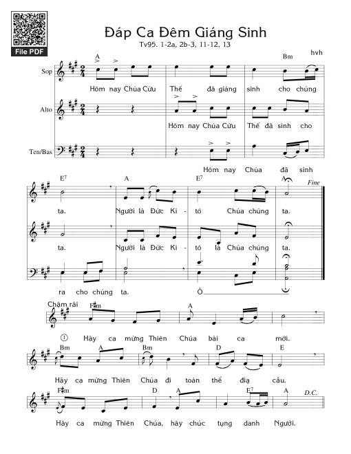 Thánh Vịnh 95, Đáp Ca Đêm Giáng Sinh