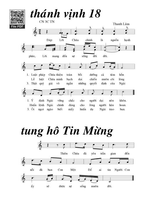 Thánh Vịnh 18, Chúa Nhật 3C Thường Niên