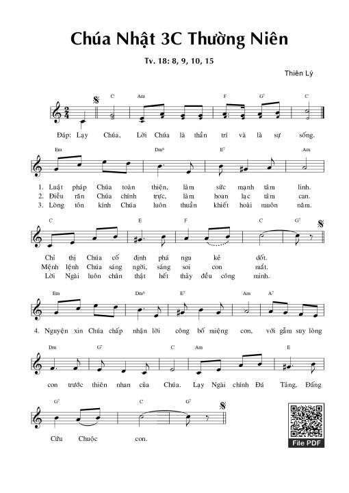 Thánh Vịnh 18, Chúa Nhật 3C Thường Niên