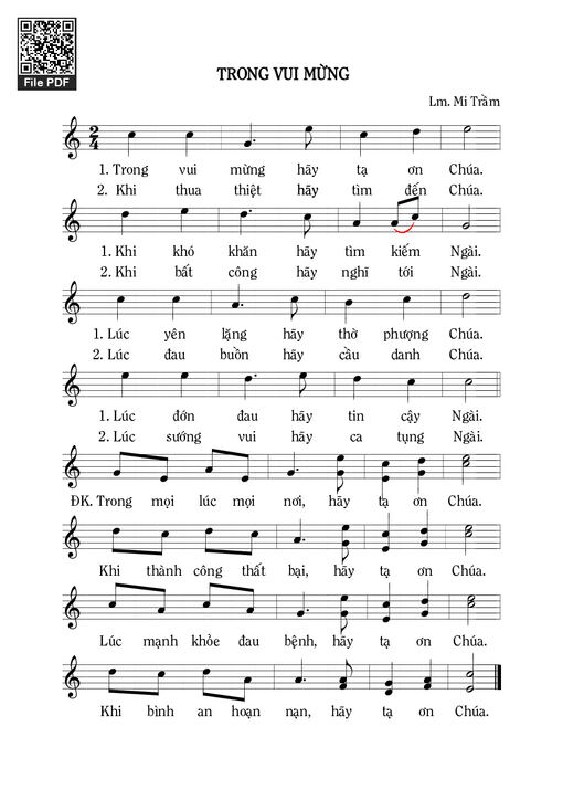 Sheet nhạc PDF bài Trong Vui Mừng