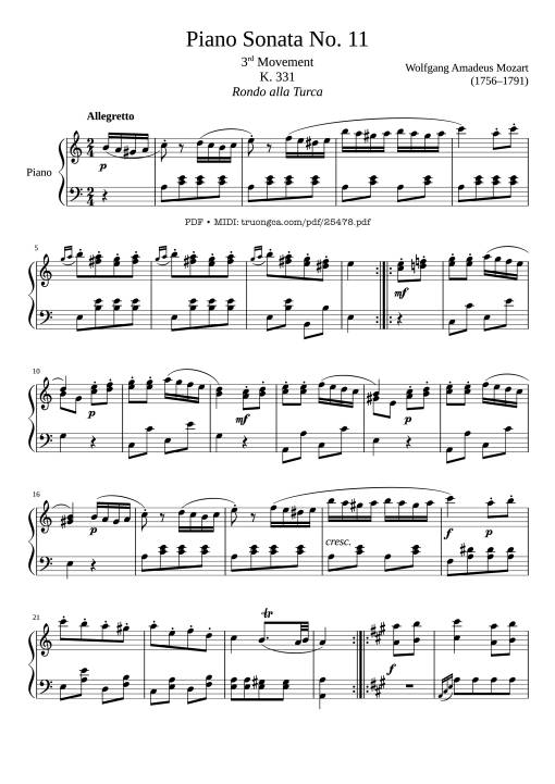 Sonata No. 11 - Wolfgang Amadeus Mozart (1756–1791