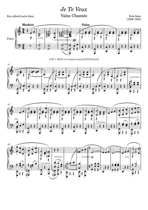 Je Te Veux Piano - Erik Satie
