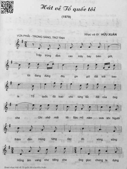 Sheet nhạc PDF bài Hát về Tổ quốc tôi