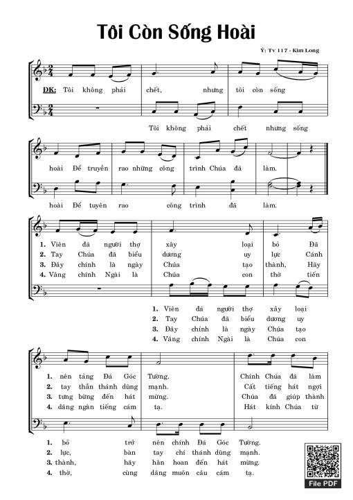 Sheet nhạc PDF bài Thánh Vịnh 117, Tôi Còn Sống Hoài